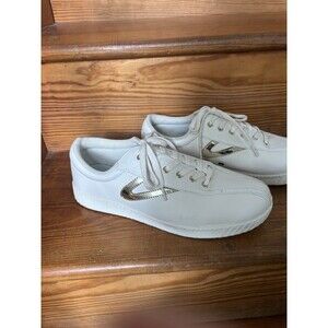 Tretorn Sneakers  Mens 9 Womens 11 White w/ Gold Leather Nylite Plus
